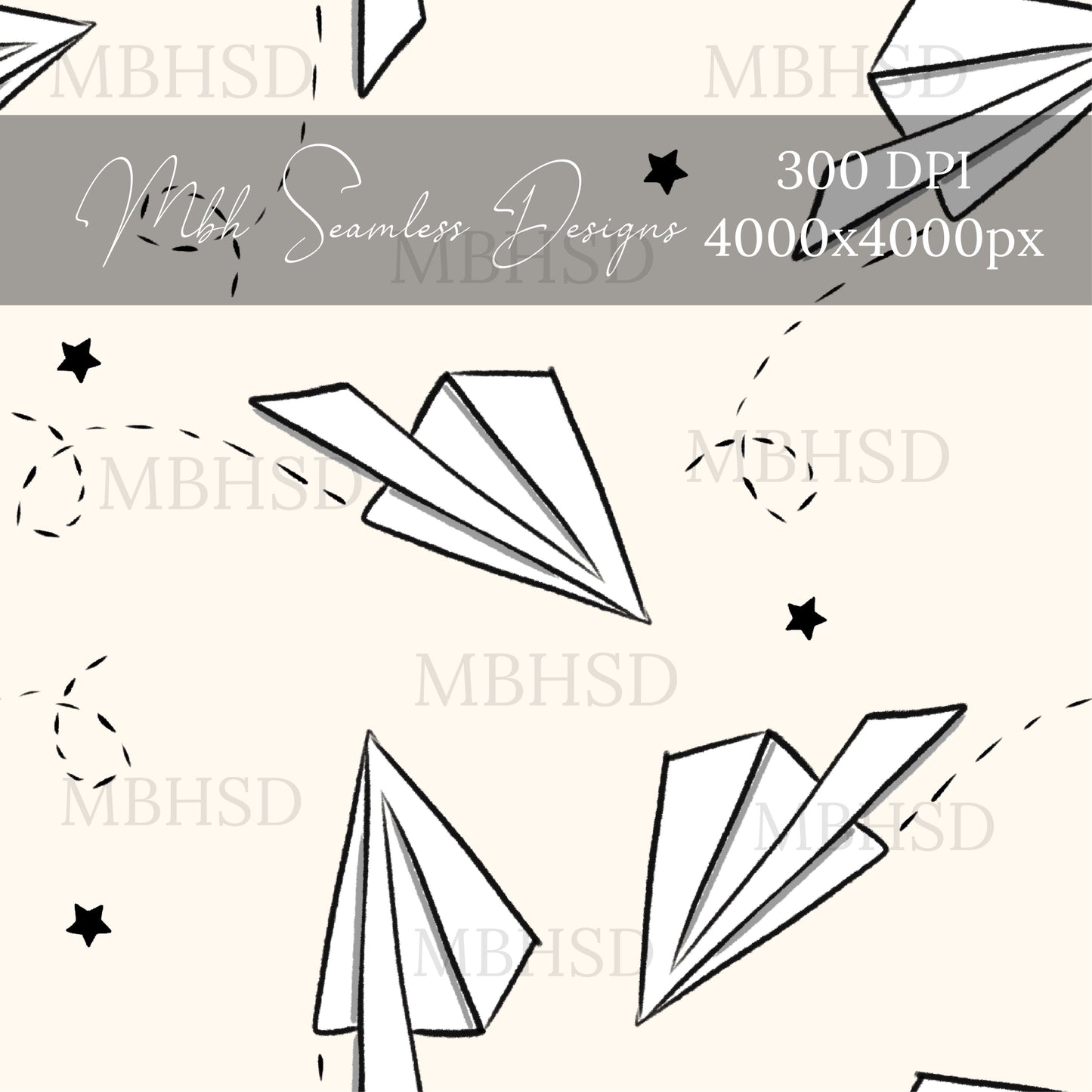 Paper Airplanes Seamless Pattern