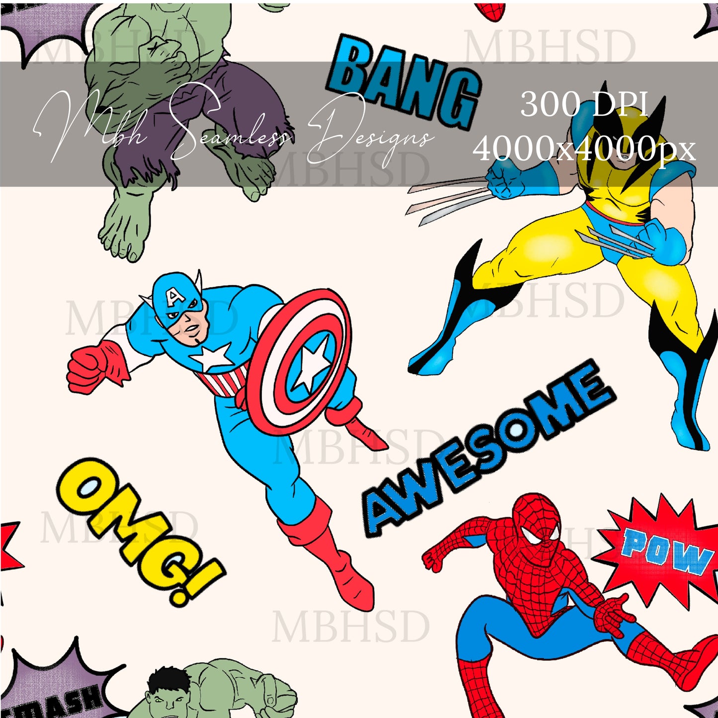 Avengers Comic  2 Colors Seamless Pattern