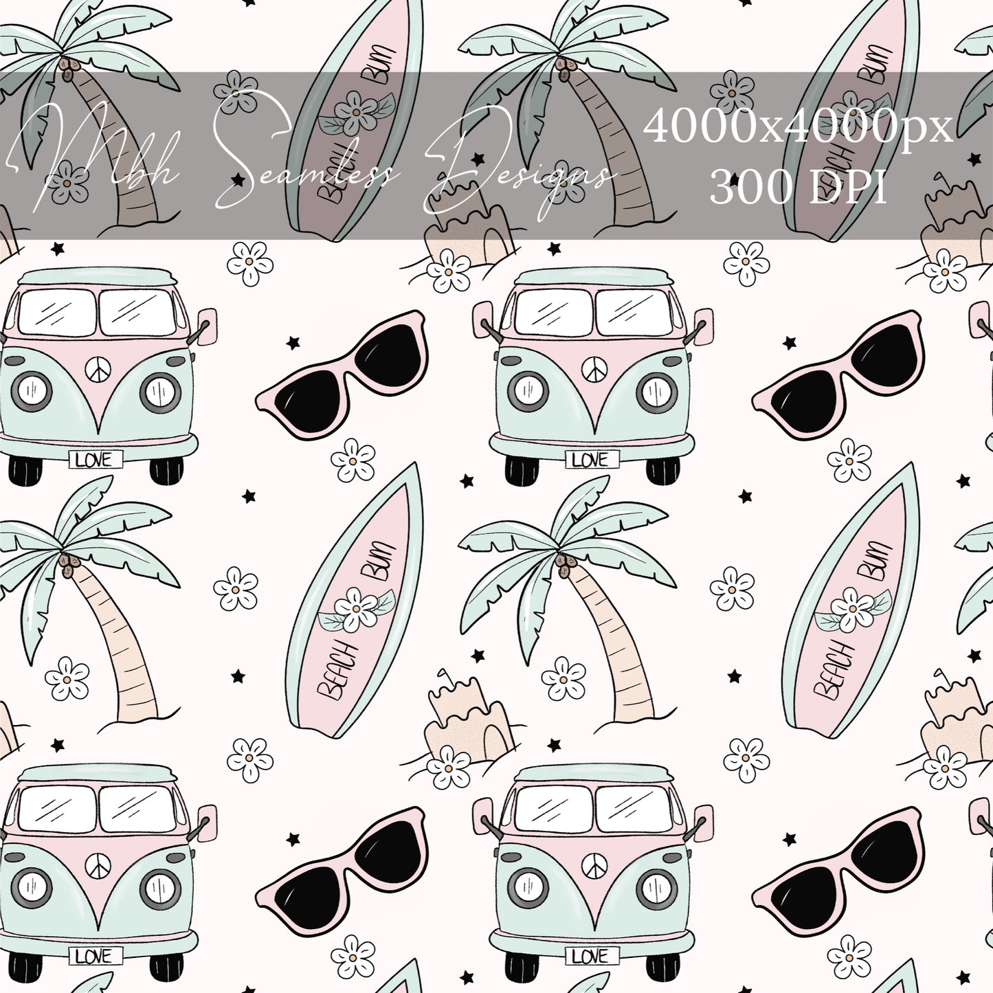 Beach Bum 2 Seamless Pattern