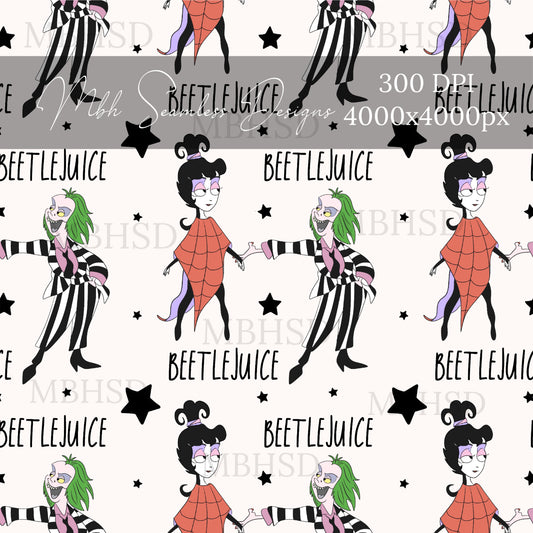 Beetlejuice Starry Seamless Pattern