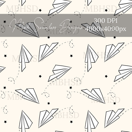 Paper Airplanes Seamless Pattern