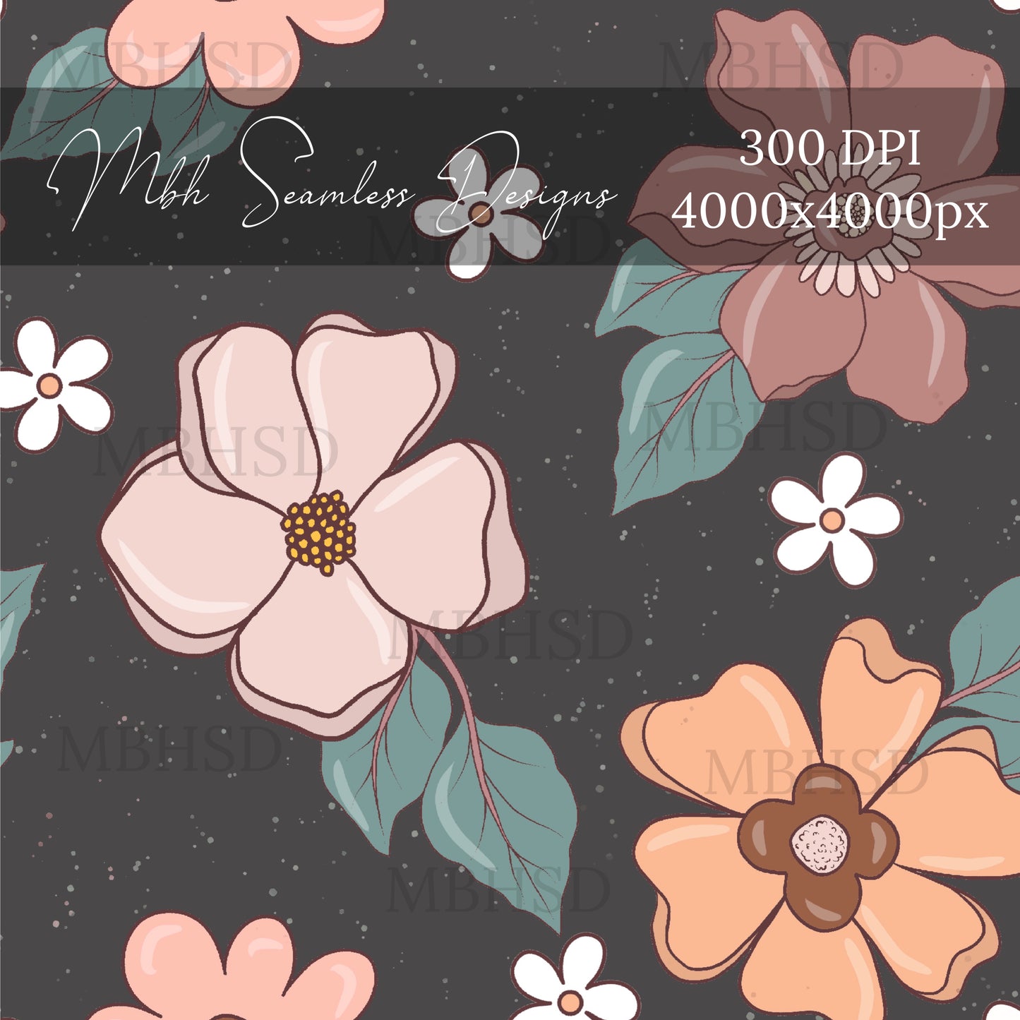 Speckled Autumn Flowers ASSORTED COLORWAYS Seamless Pattern