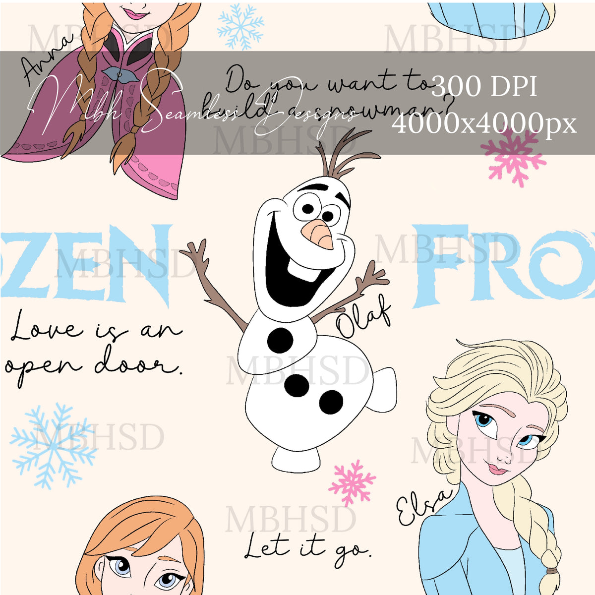 Elsa Seem Less Pattern Frozen Songs Seamless Pattern – MBH Seamless Designs