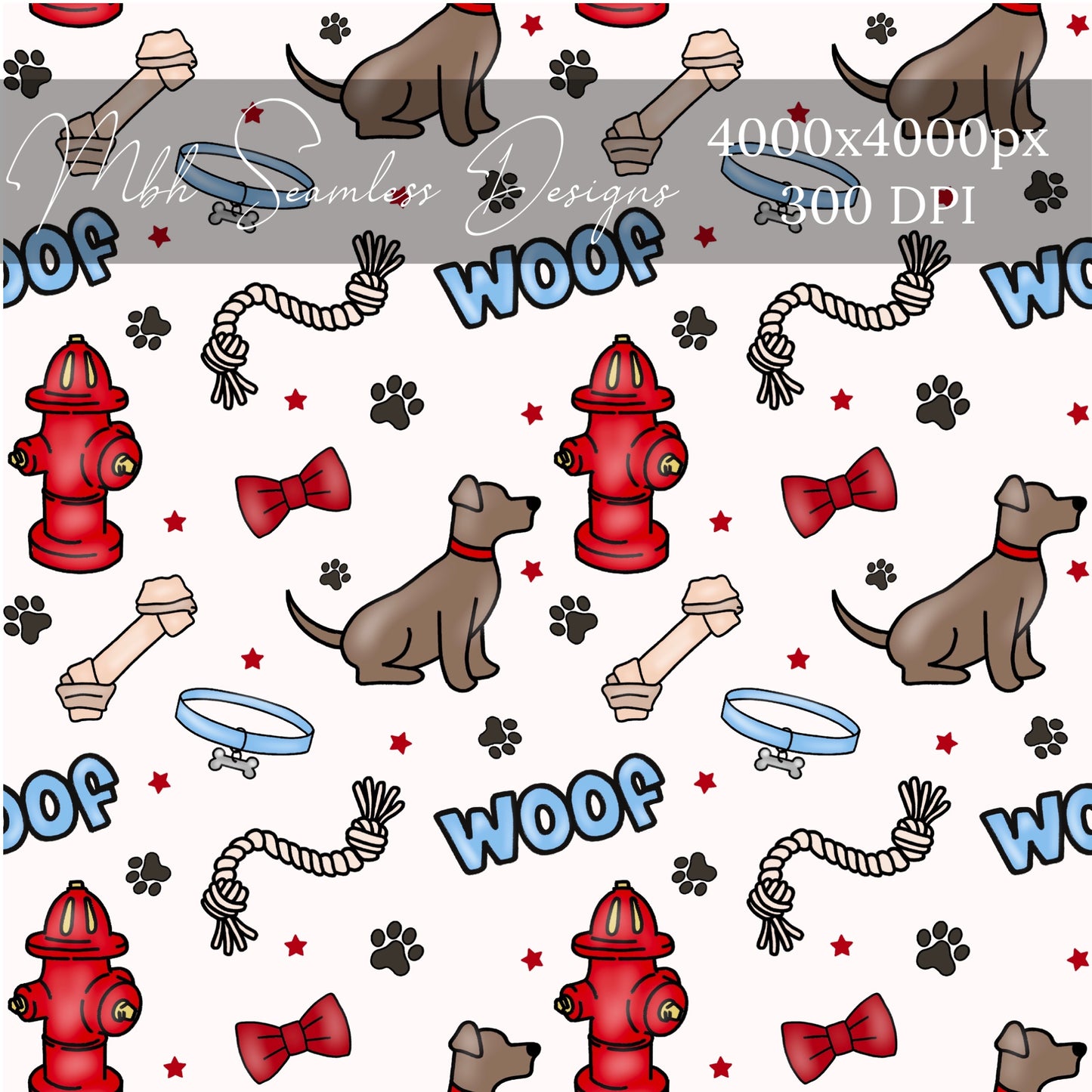 Woof Dog Seamless Pattern