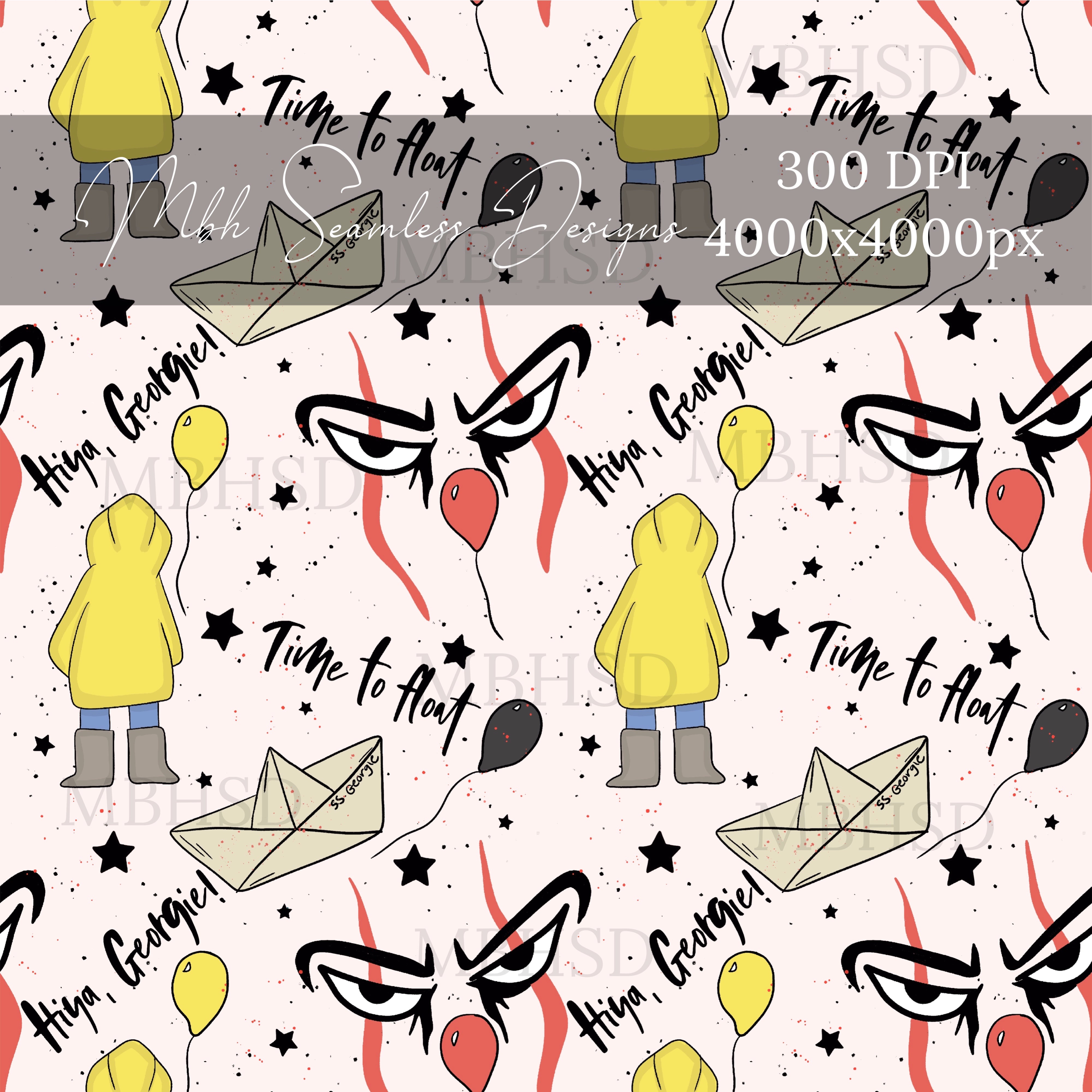 Screamless Patterns Spooky Clown Seamless Pattern – MBH Seamless Designs