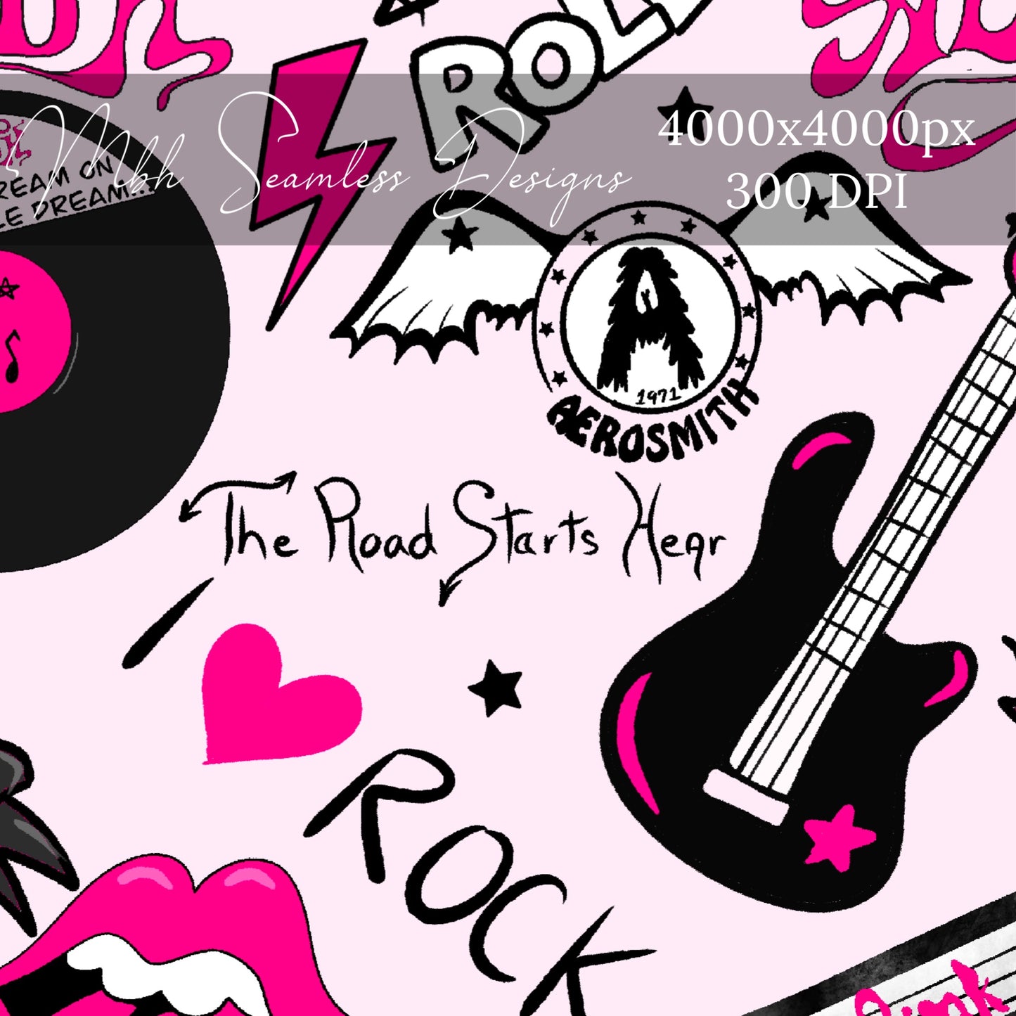 Aerosmith Pink Seamless Pattern