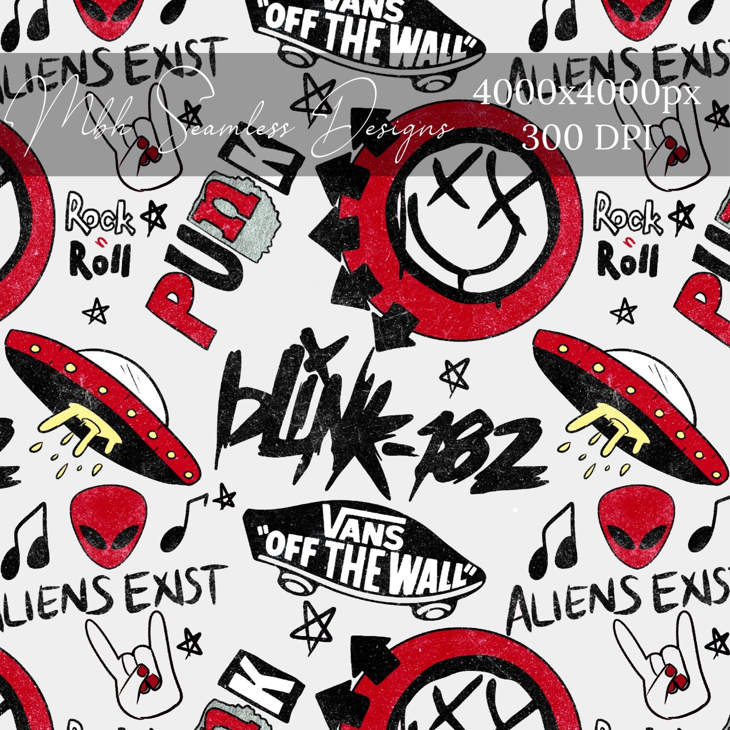 Blink 182 Red Seamless Pattern