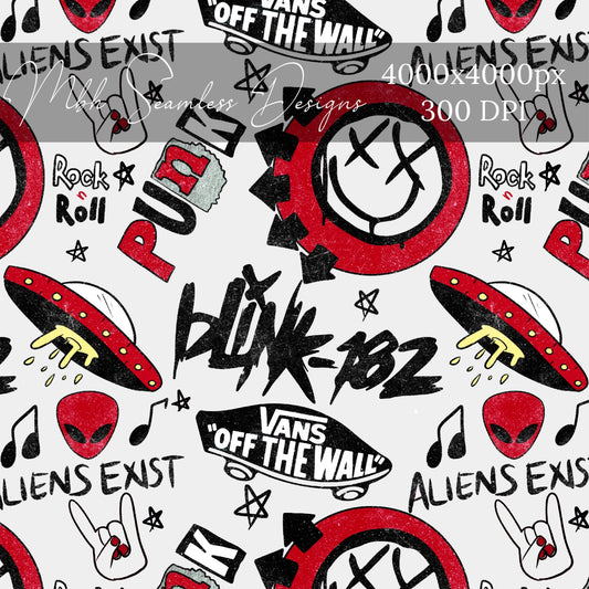 Blink 182 Red Seamless Pattern