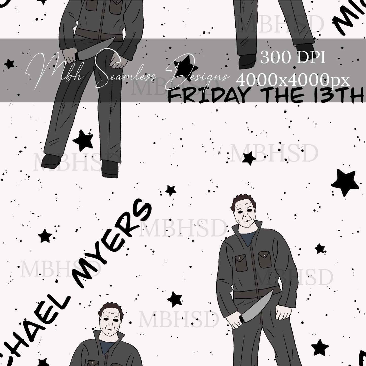 Myers Friday the 13th Seamless Pattern