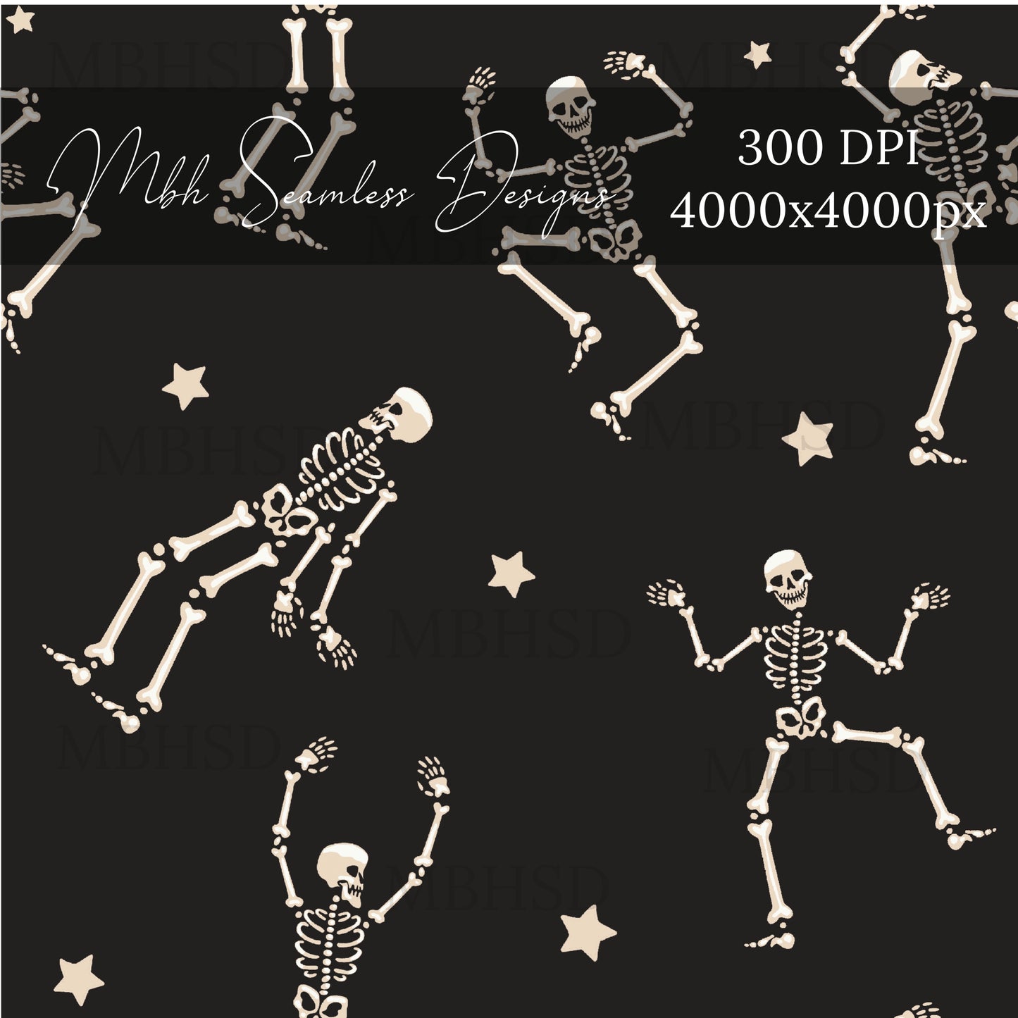 Dancing Skeletons Seamless Pattern