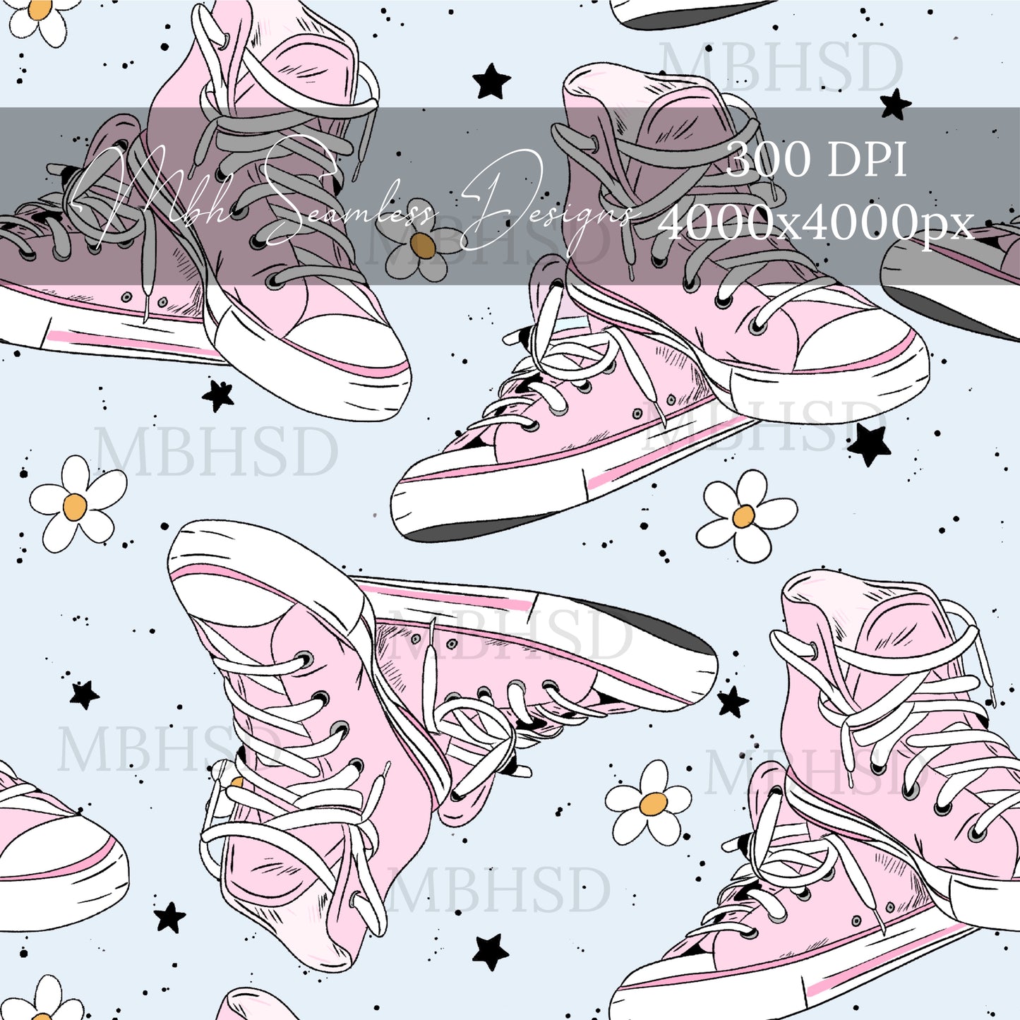 Boho Daisy Chucks 3 Coloways Seamless Pattern