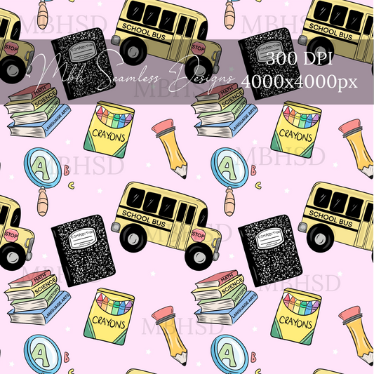 Back To School 3 Colorways Seamless Pattern