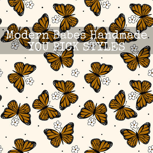 Boho Butterfly Daisy Dots Seamless Pattern