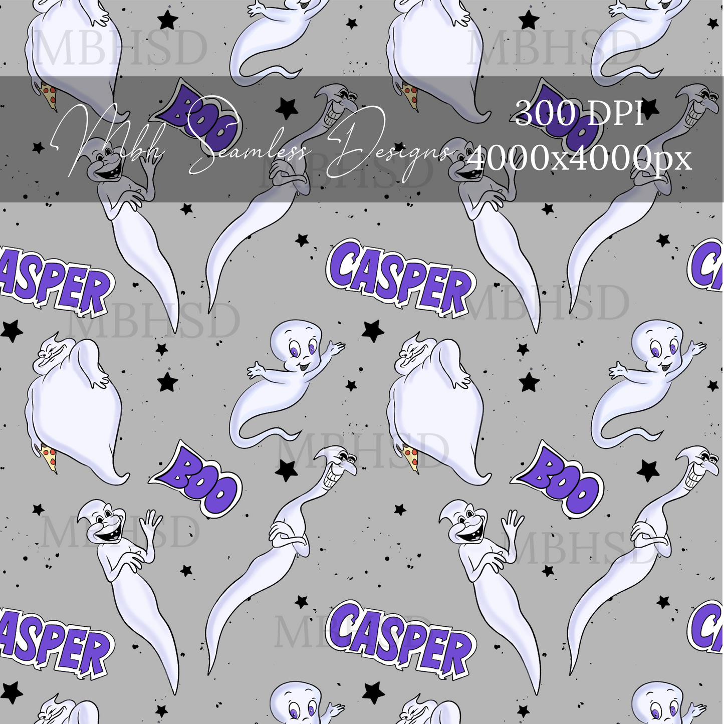 Casper and Friends Assorted Colorways Seamless Pattern