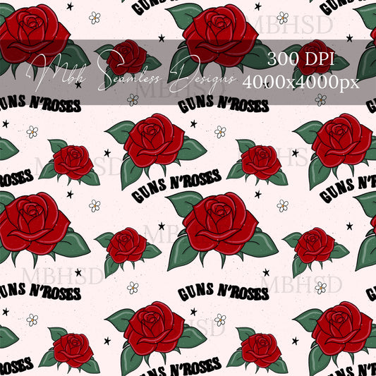 Girly Guns N Roses Seamless Pattern