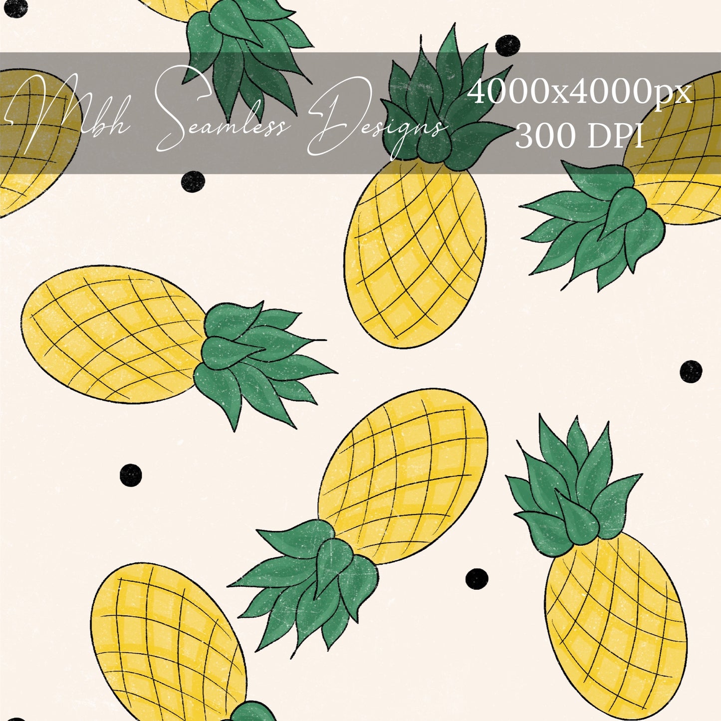 Pineapple Summer Dots Seamless Pattern