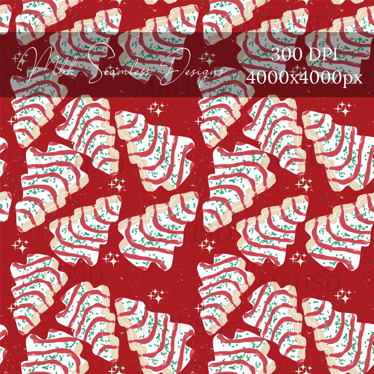 Christmas Cakes Red Seamless Pattern