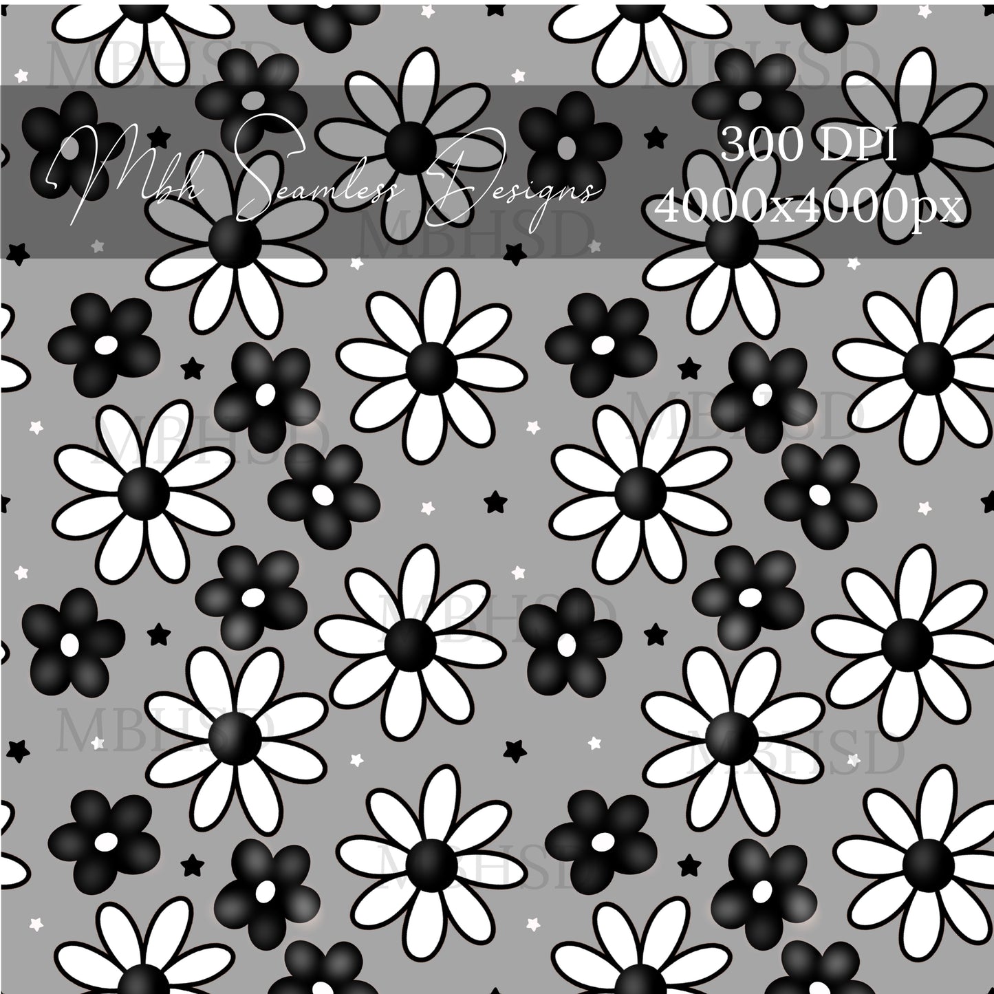 Black & White Floral Seamless Pattern