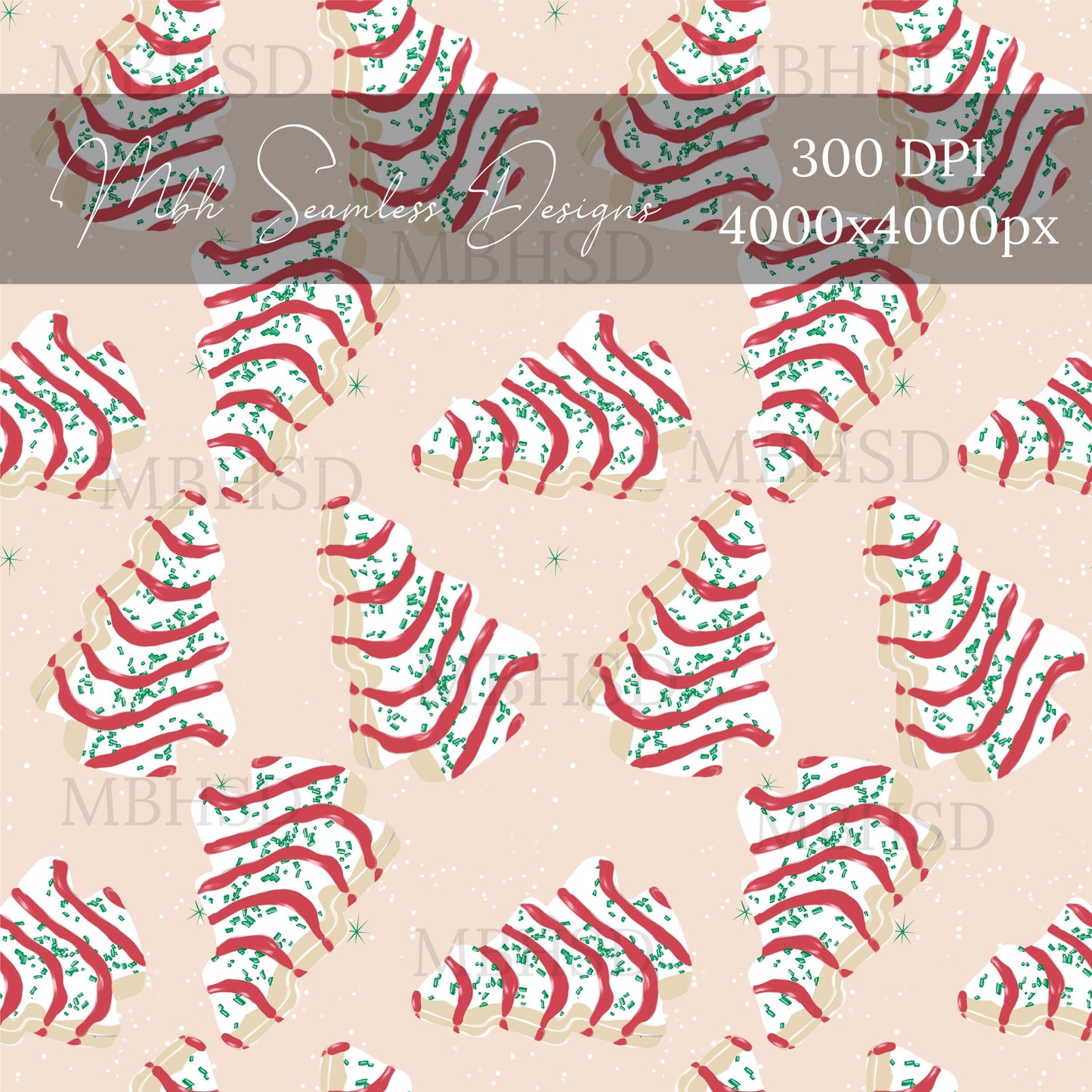 Christmas Cakes Seamless Pattern