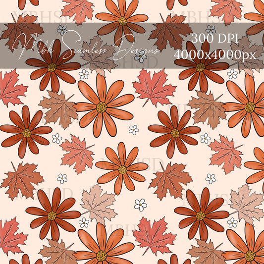 Fall Floral Foliage Seamless Pattern