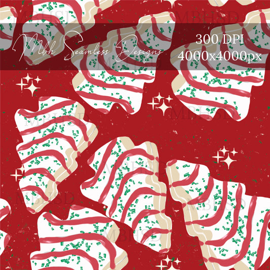 Christmas Cakes Red Seamless Pattern