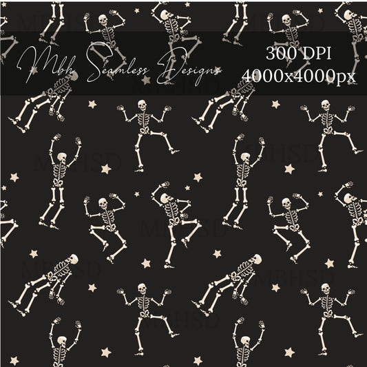 Dancing Skeletons Seamless Pattern