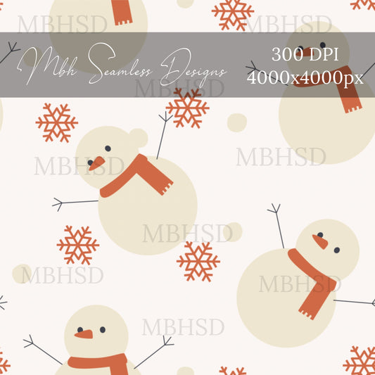 Simple Snowmen Seamless Pattern