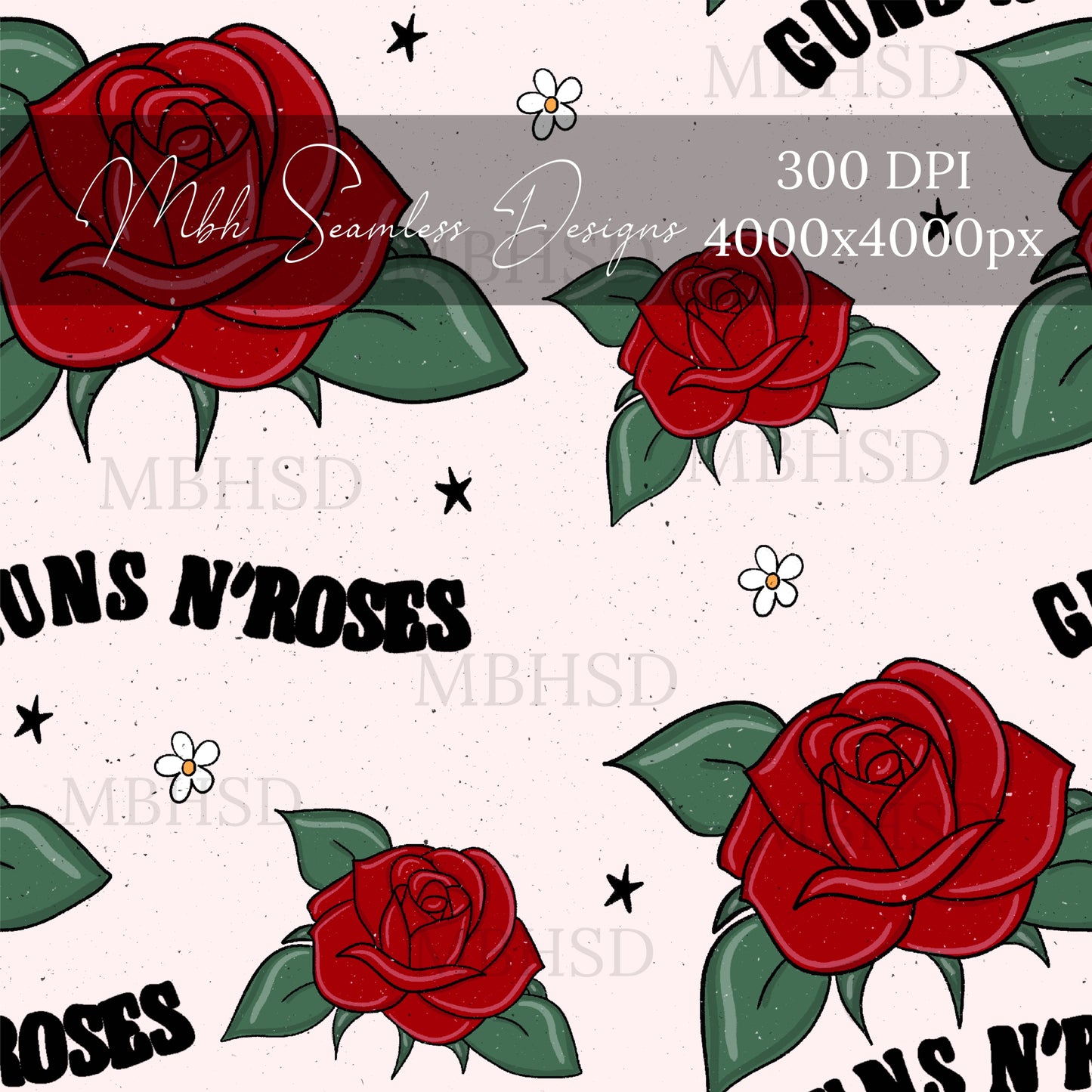 Girly Guns N Roses Seamless Pattern