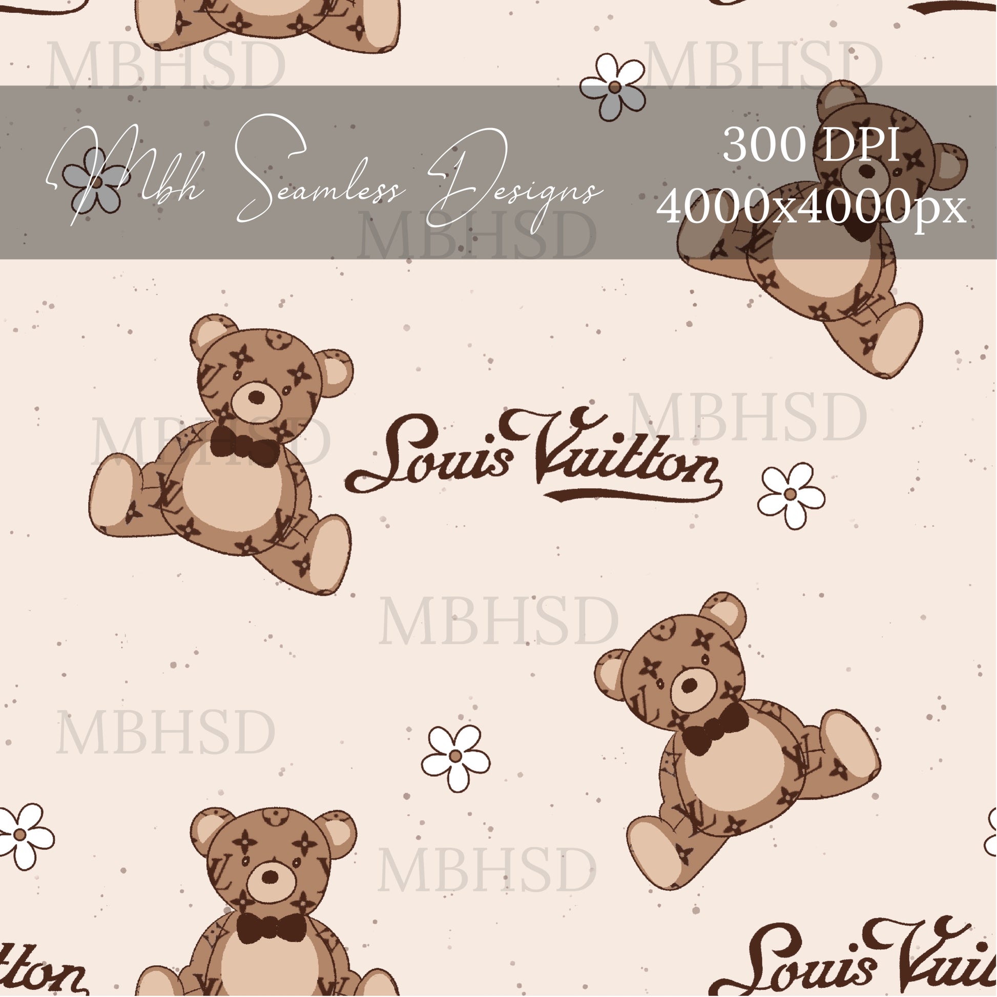 Boujee Teddy Bears Seamless Pattern