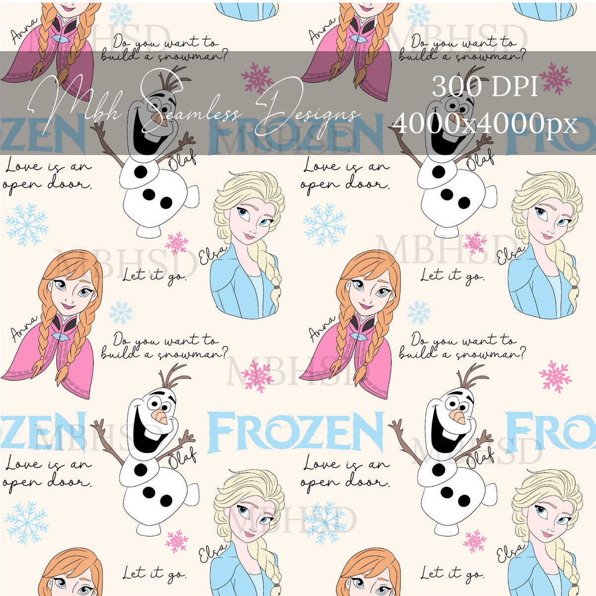 Elsa Seem Less Pattern Frozen Songs Seamless Pattern – MBH Seamless Designs