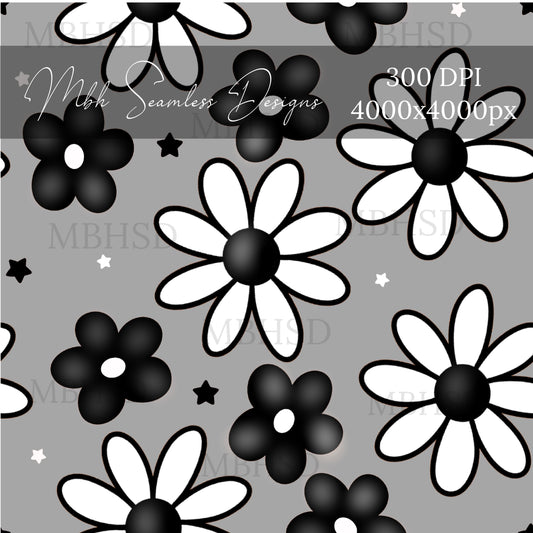 Black & White Floral Seamless Pattern