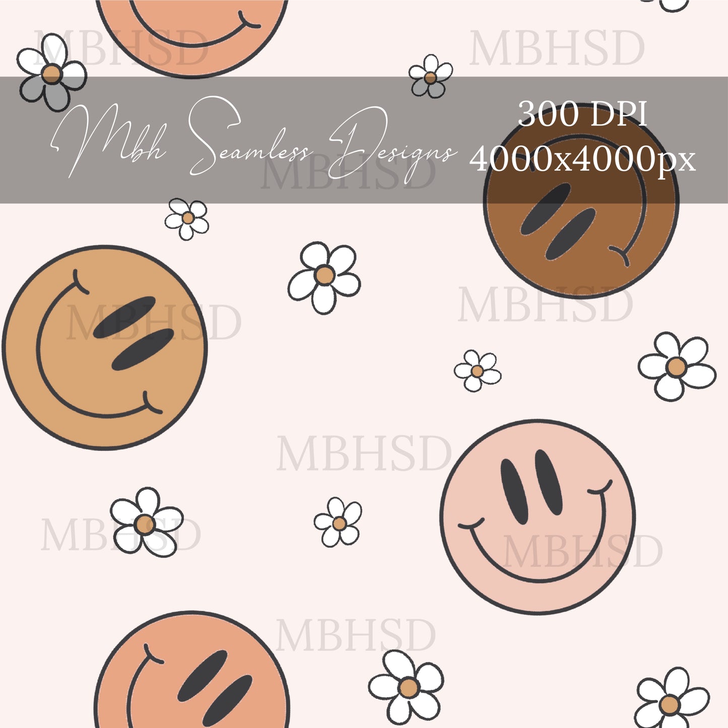 Earthy Boho Smilies Seamless Pattern