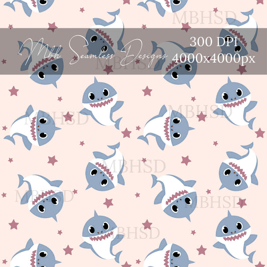 Muted Baby Shark Seamless Pattern