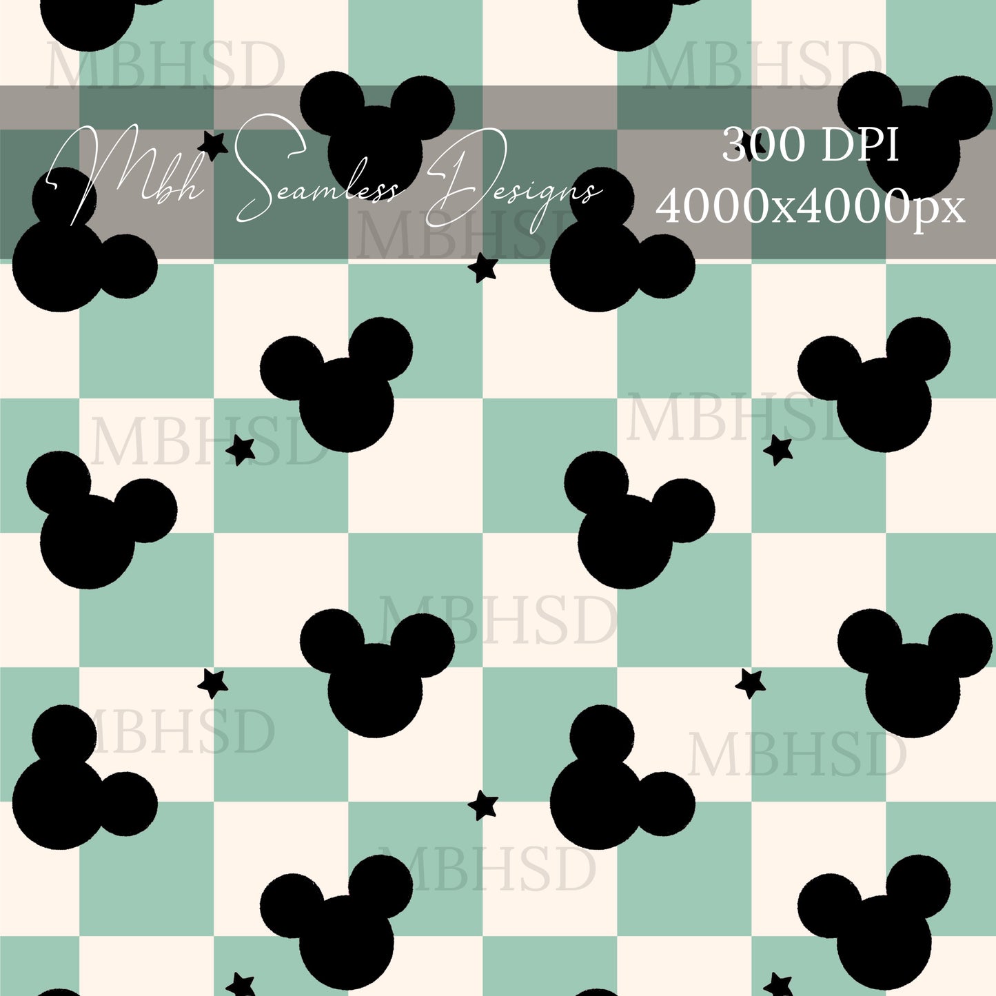 Starry Checkered Mouse Silhouettes Assorted Colors Seamless Pattern