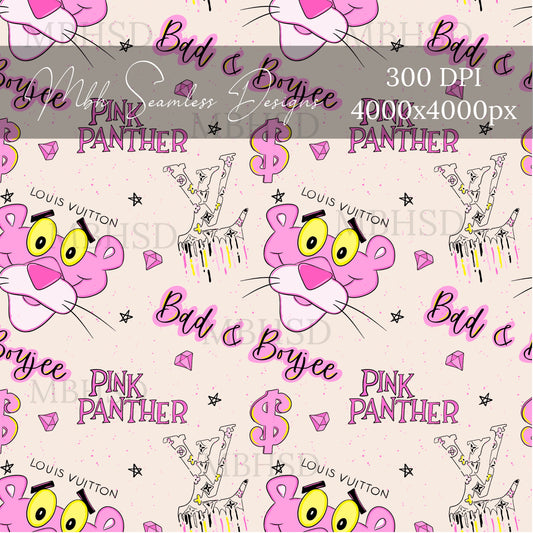 Boujee Pink Panther Seamless Pattern