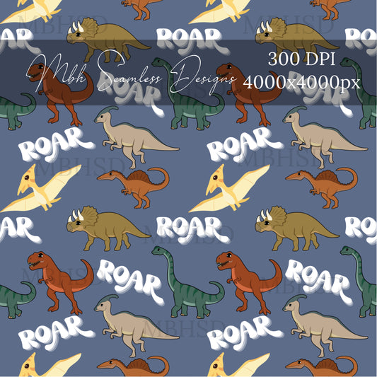 Roar Dinos Seamless Pattern