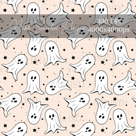 Boho Starry Ghouls  Seamless Pattern