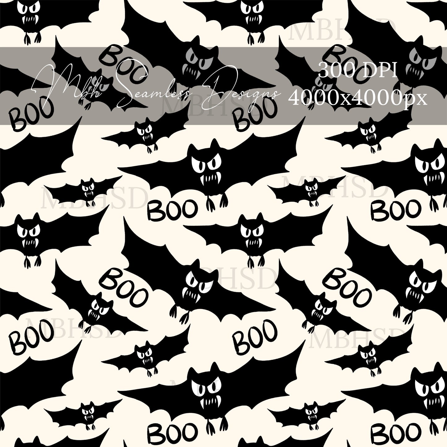 Vintage Mouse Haunted House Bats Seamless Pattern