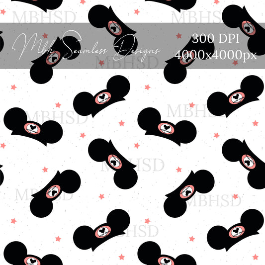 Starry Mouse Hats White Seamless Pattern