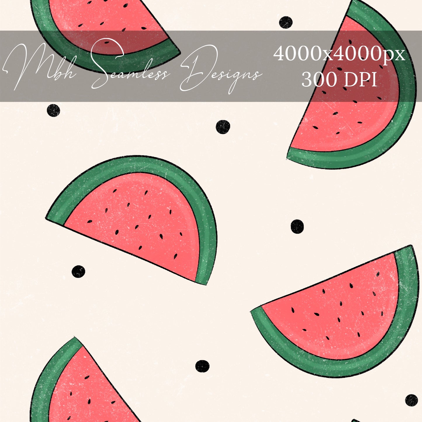 Watermelon Summer Dots Seamless Pattern