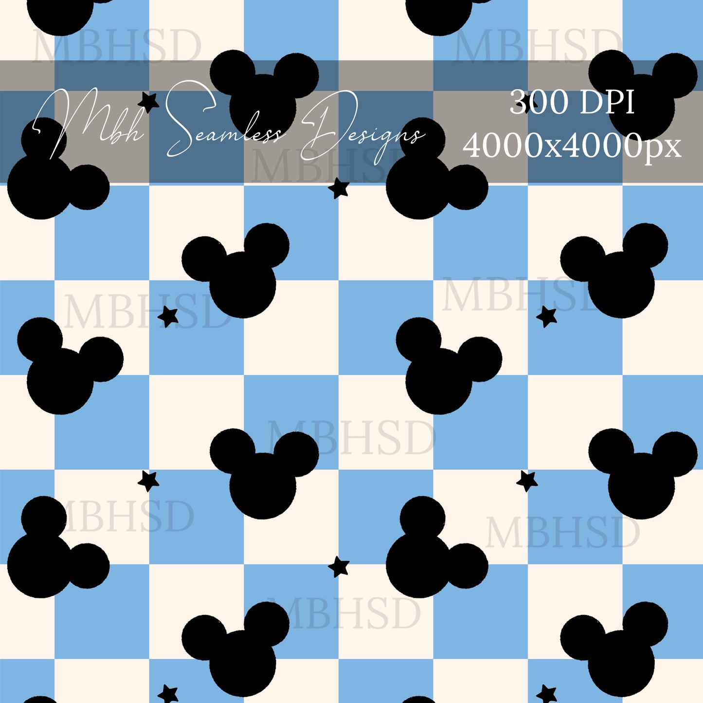 Starry Checkered Mouse Silhouettes Assorted Colors Seamless Pattern