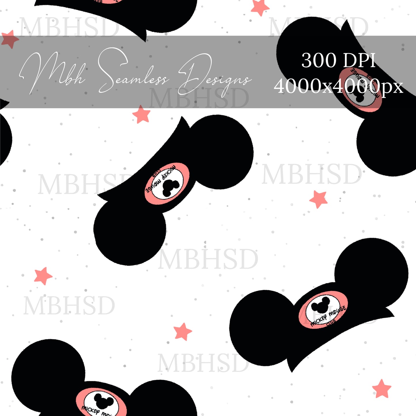 Starry Mouse Hats White Seamless Pattern