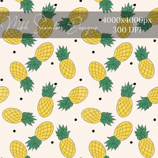 Pineapple Summer Dots Seamless Pattern