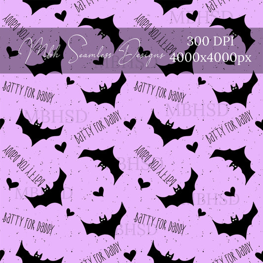 Lavender Batty For Daddy Seamless Pattern