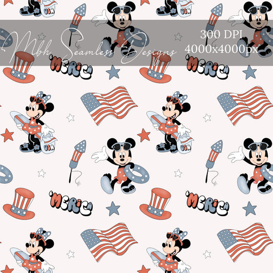 Mouse ‘Merica Cream Seamless Pattern