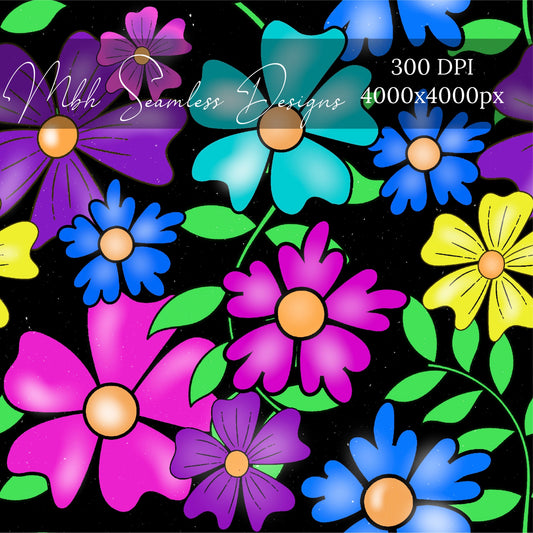 Vibrant Summer Flowers Seamless Pattern