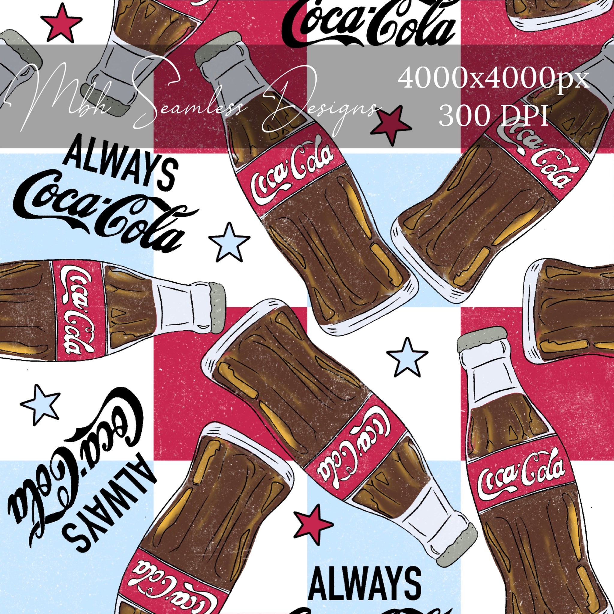 Always Cola Checkered Seamless Pattern – MBH Seamless Designs