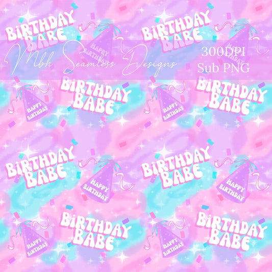 Birthday Babe Seamless Pattern