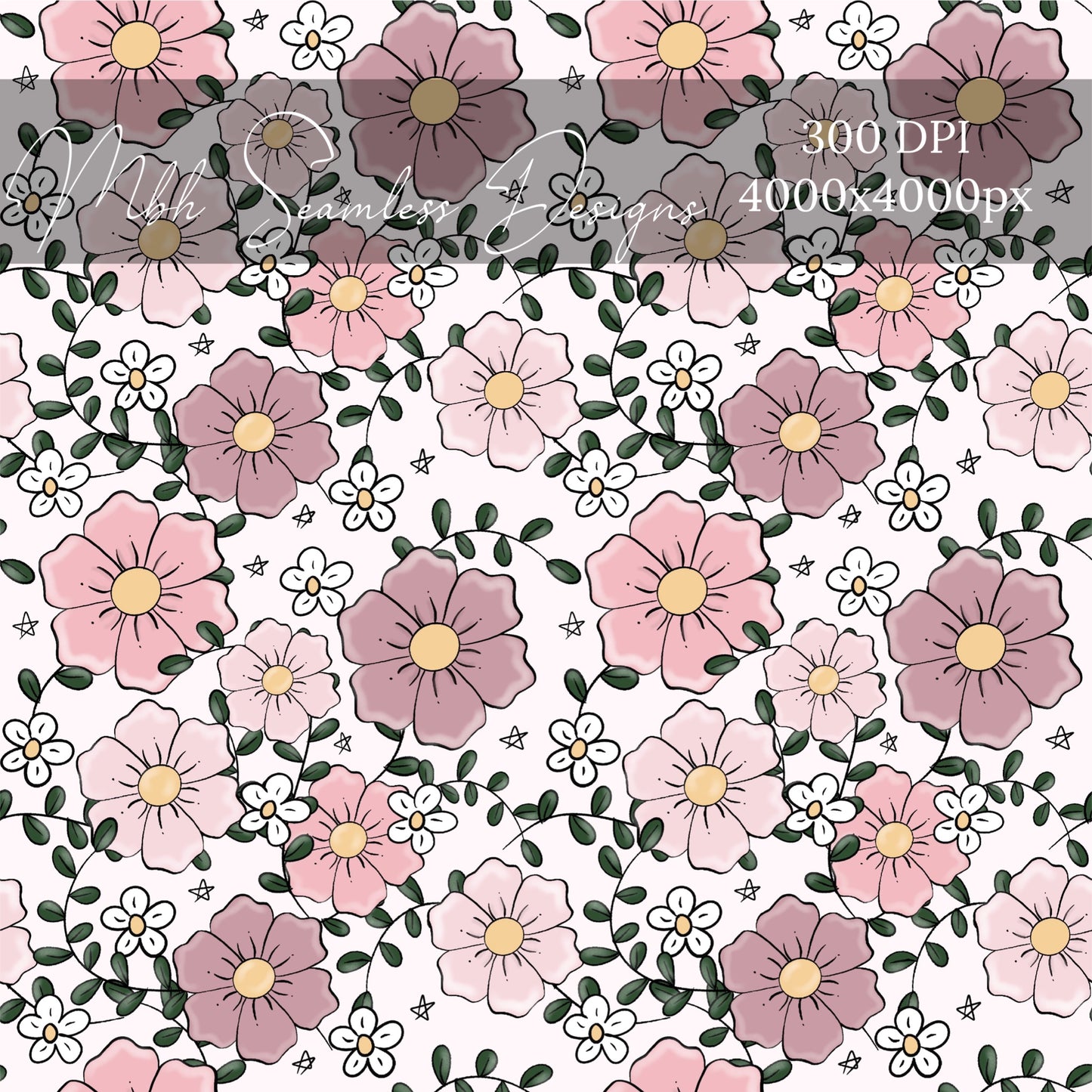 Mauve Pink Floral Seamless Pattern