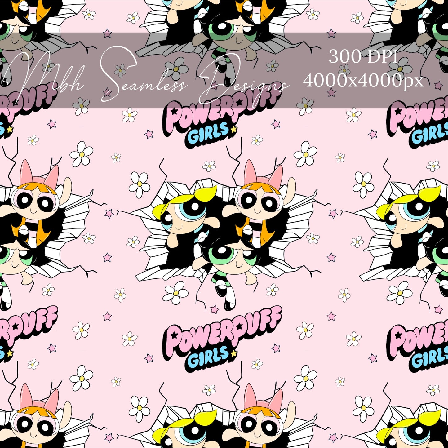 PPG PINK Wall Daisies Seamless Pattern